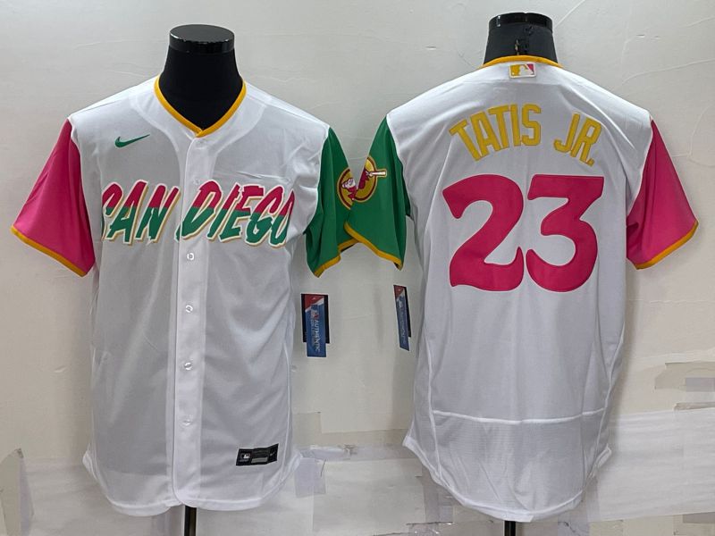 Men San Diego Padres 23 Tatis jr White City Edition Elite Nike 2022 MLB Jersey